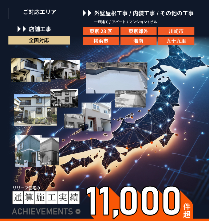 リリーフ住宅の通算施工実績11000件超
